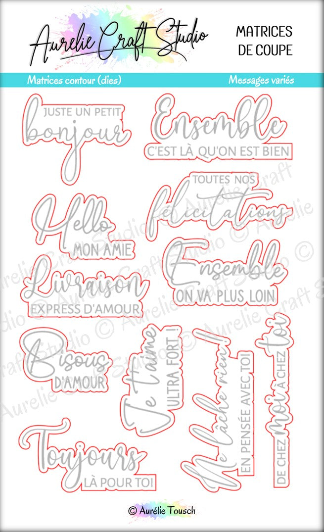 Matrices de coupe (dies) - Contours de Messages variés