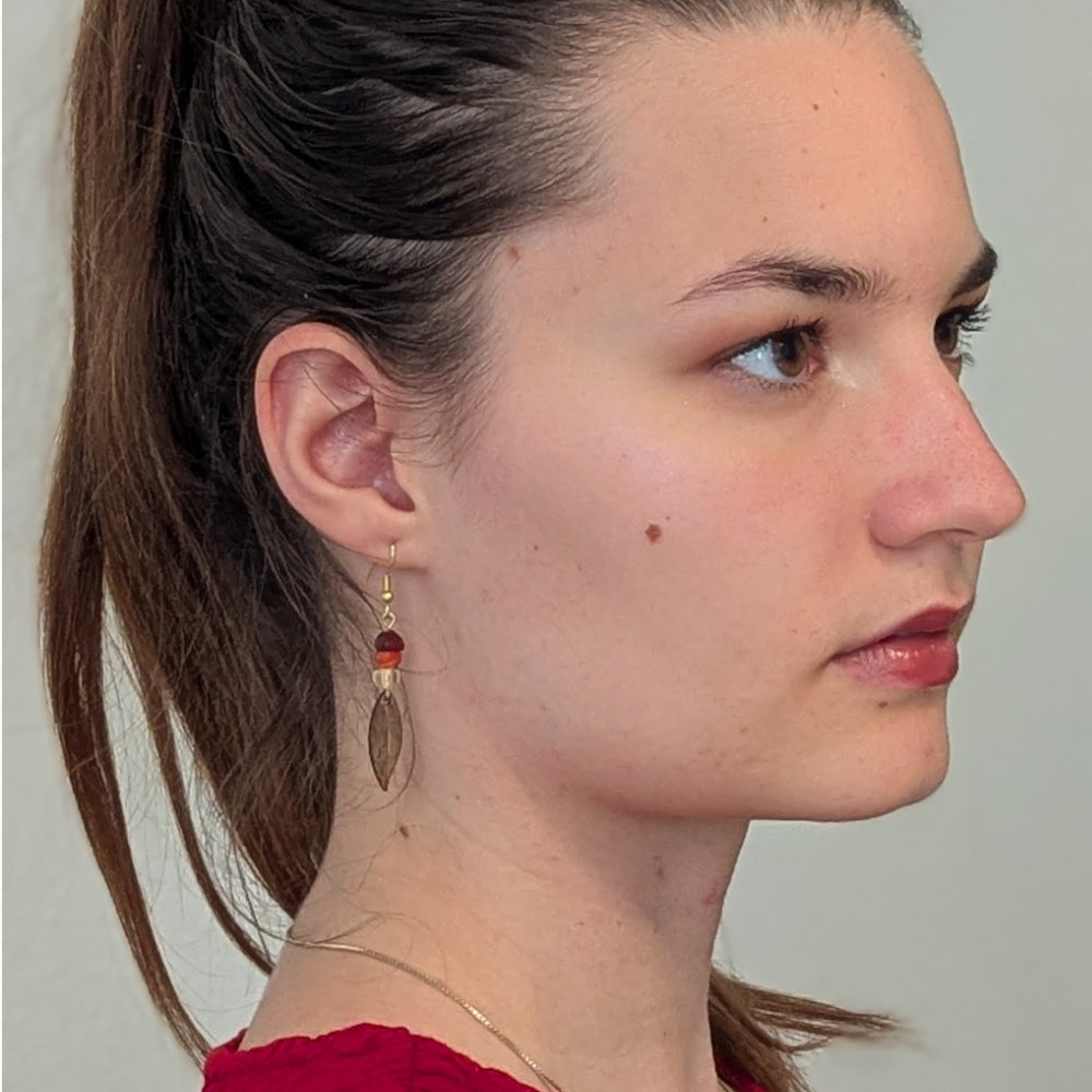 Boucles d'oreilles AMBRE - Bois naturel et brou de noix