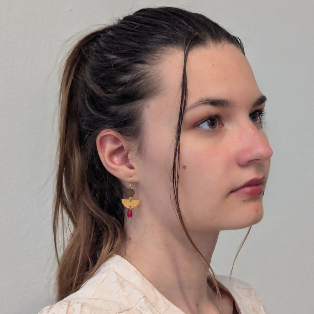 Boucles d'oreilles SIENNA - Bois naturel et brou de noix