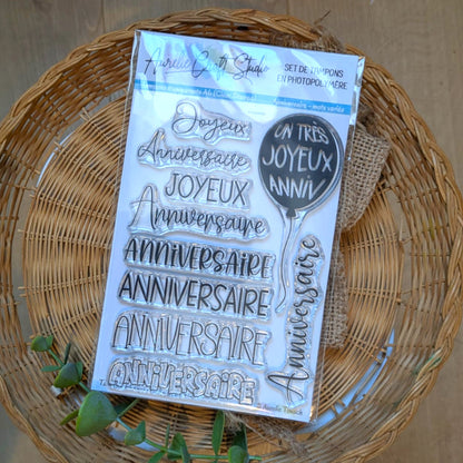 Tampons transparents - Anniversaire - mots variés
