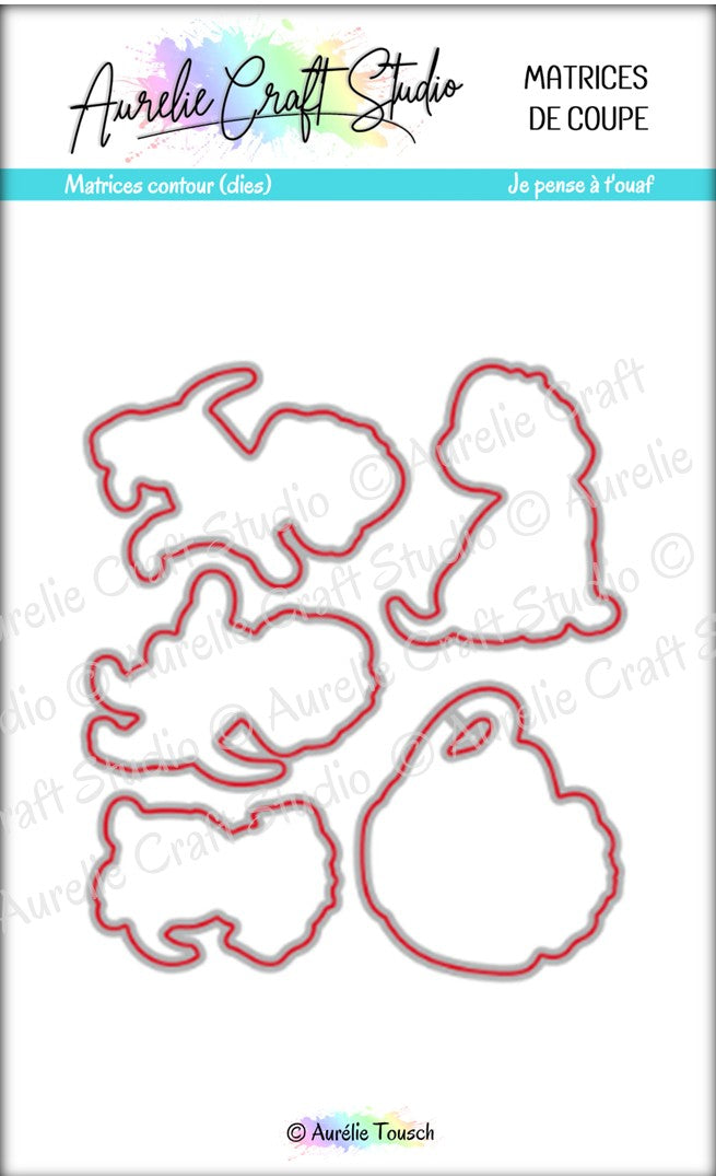 Matrices de coupe (dies) - Contours de Je pense à t'ouaf