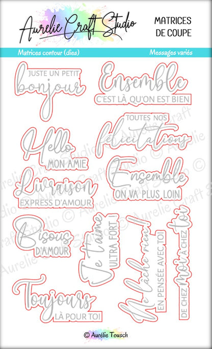 Matrices de coupe (dies) - Contours de Messages variés