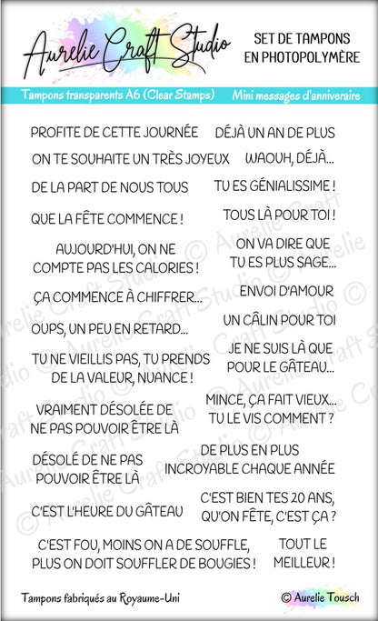 Tampons transparents - Mini messages d'anniversaire