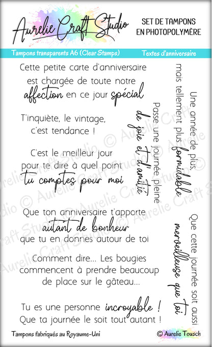 Tampons transparents - Textes d'anniversaire