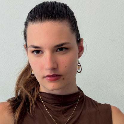Boucles d'oreilles AUBE - Bois naturel et brou de noix