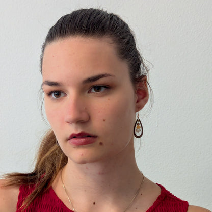 Boucles d'oreilles AUBE - Bois naturel et brou de noix