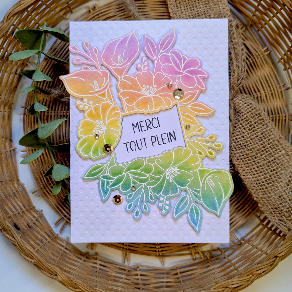 Tampons transparents - Mots pour cadre fleuri