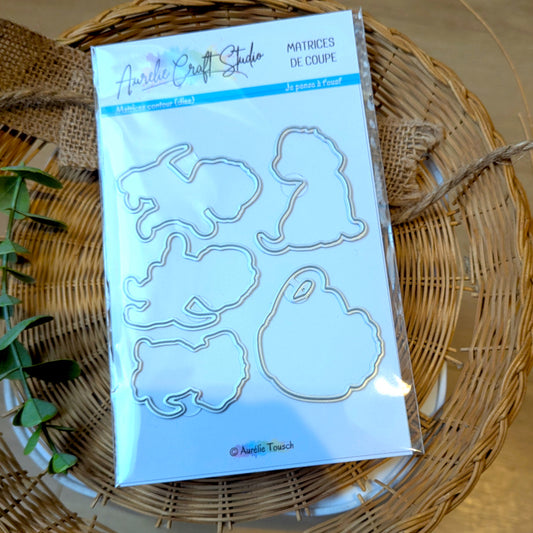 Matrices de coupe (dies) - Contours de Je pense à t'ouaf