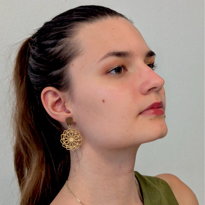 Boucles d'oreilles NOISETTE - Bois naturel et brou de noix
