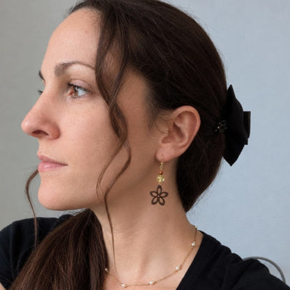 Boucles d'oreilles SOLENE - Bois naturel et brou de noix