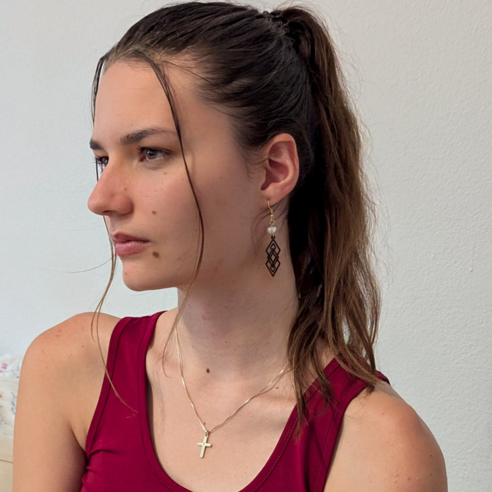 Boucles d'oreilles ALBA - Bois naturel et brou de noix
