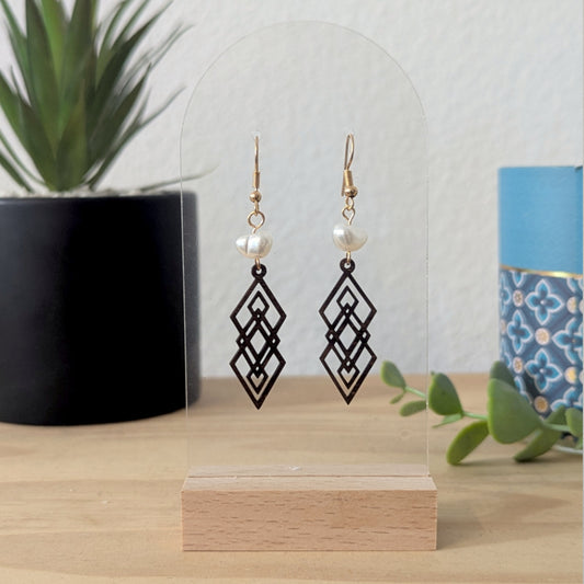 Boucles d'oreilles ALBA - Bois naturel et brou de noix