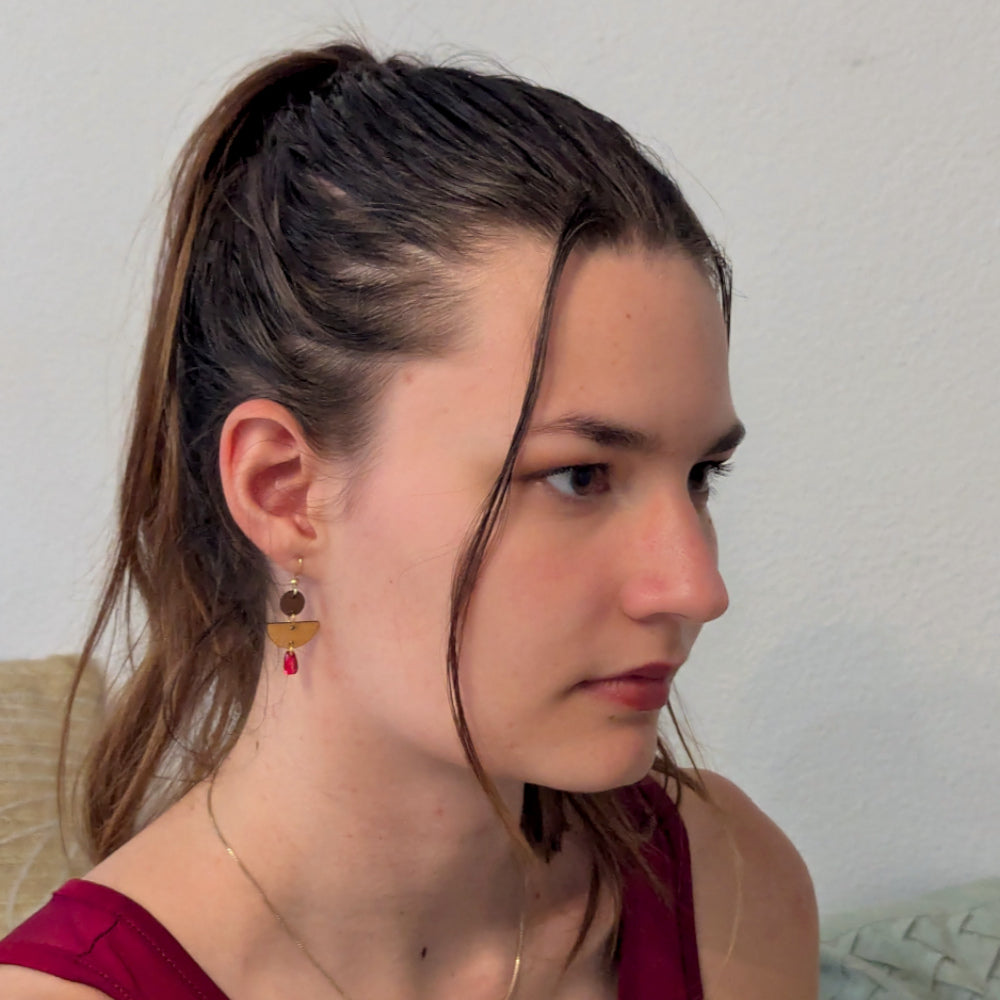 Boucles d'oreilles SIENNA - Bois naturel et brou de noix