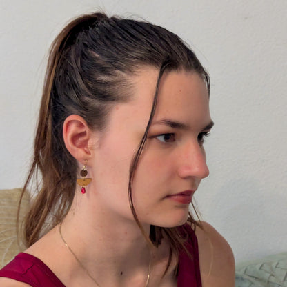 Boucles d'oreilles SIENNA - Bois naturel et brou de noix