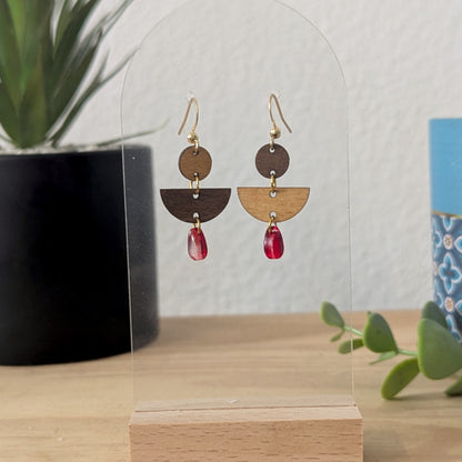Boucles d'oreilles SIENNA - Bois naturel et brou de noix