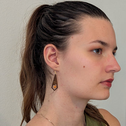 Boucles d'oreilles CANNELLE - Bois naturel et brou de noix