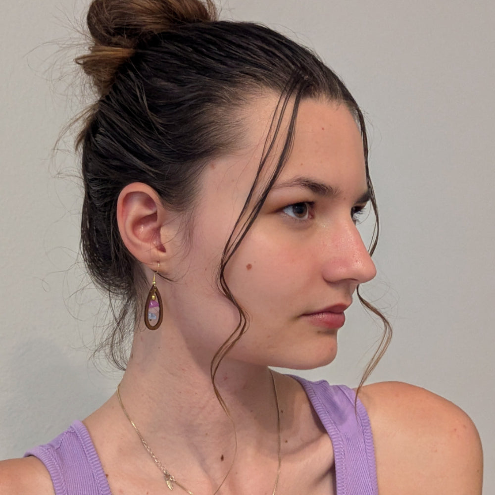 Boucles d'oreilles MAËLINE - Bois naturel et brou de noix