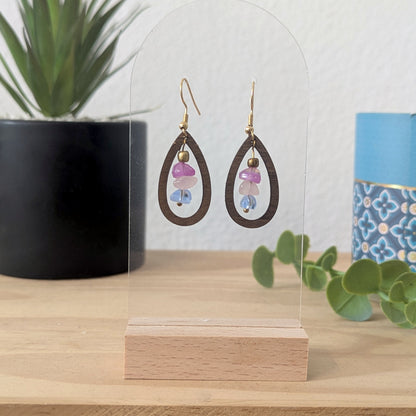 Boucles d'oreilles MAËLINE - Bois naturel et brou de noix
