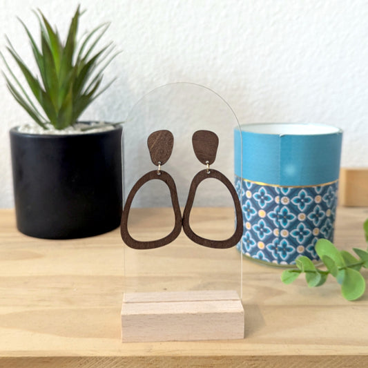 Boucles d'oreilles ÉVA - Bois naturel et brou de noix