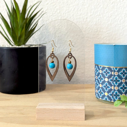 Boucles d'oreilles LISA - Bois naturel et brou de noix